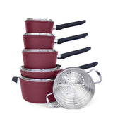 Classic Cookware Set, Non-Stick, Maroon, 11-pc Y8U4 - product image 2