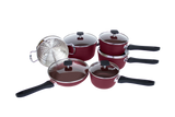 Classic Cookware Set, Non-Stick, Maroon, 11-pc Y8U4 - product image 3