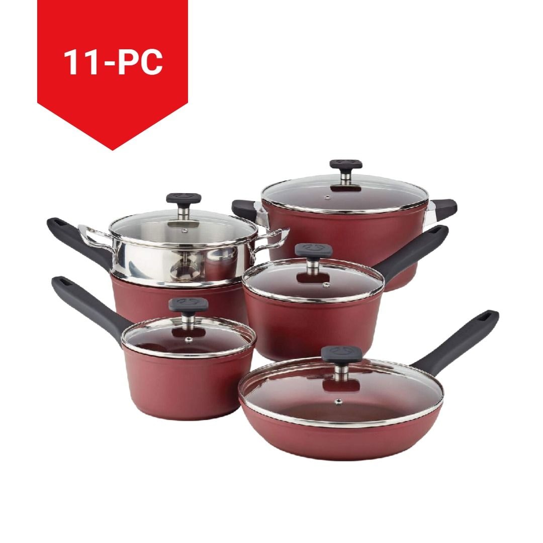 Classic Cookware Set, Non-Stick, Maroon, 11-pc W4H5 - product image 4