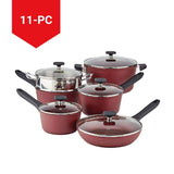 Classic Cookware Set, Non-Stick, Maroon, 11-pc Y8U4 - product image 4