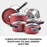 Classic Cookware Set, Non-Stick, Maroon, 11-pc W4H5 - product image 6
