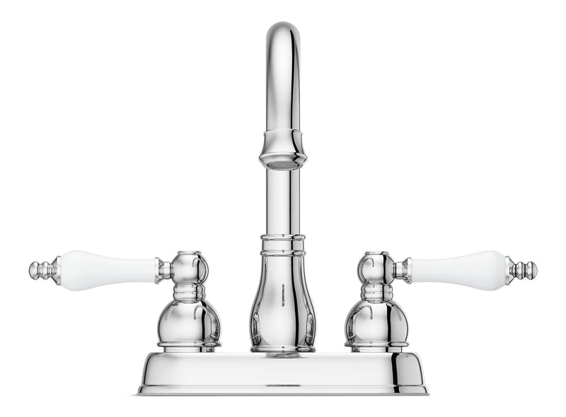 Henlow Double Handle High Arc 4-in Centreset Bathroom Sink Faucet, Push & Seal Drain, Polished Chrome W0D7