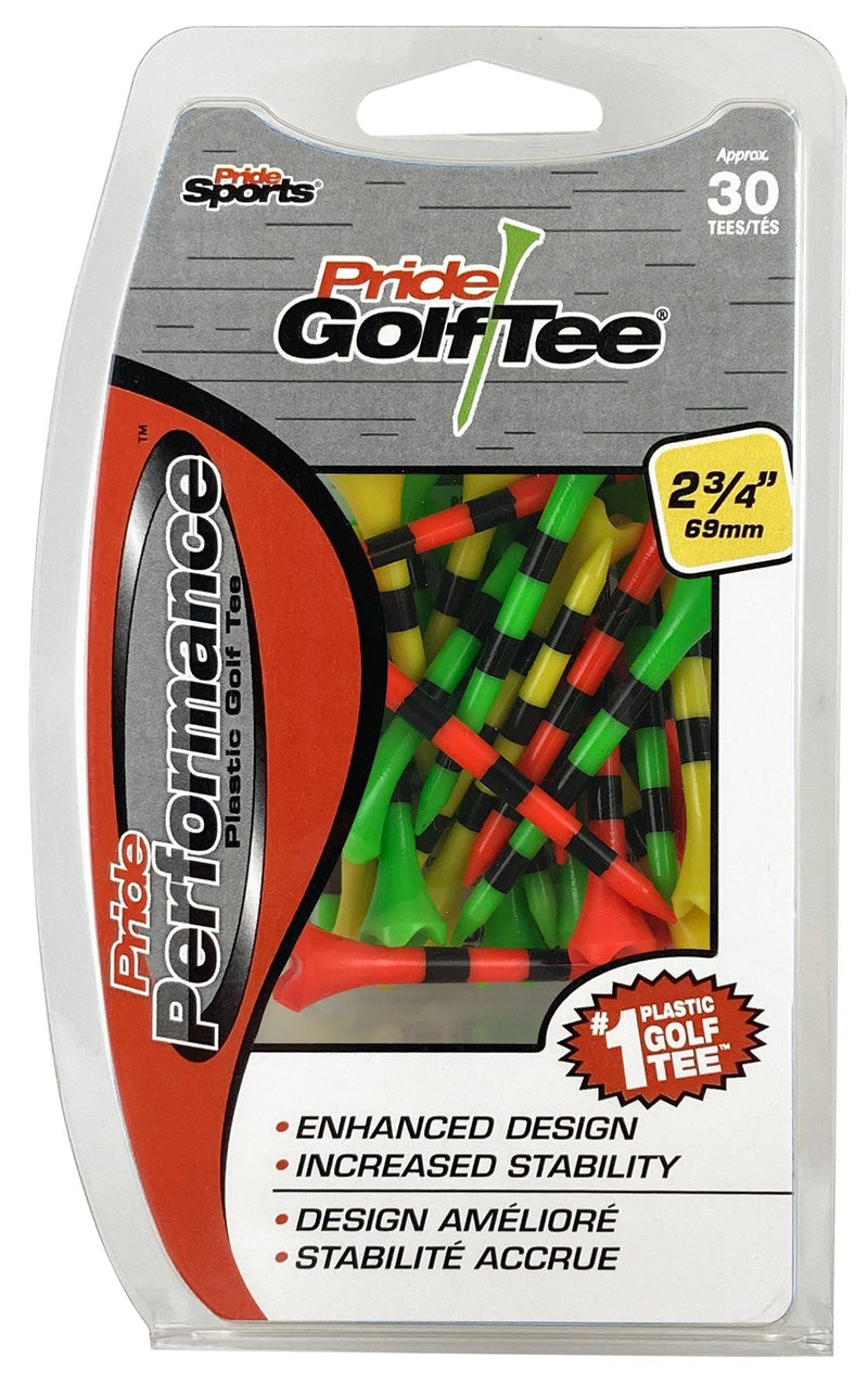 Performance Plastic Golf Tee, 2-3/4-in, 30-pk, Fruit Mix/Stripes Assorted Colours M7B4