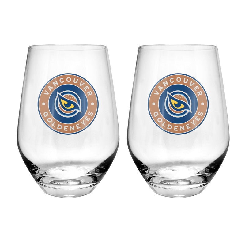 Vancouver Goldeneyes Stemless Wine Glass, 19-oz, 2-pk A4J3