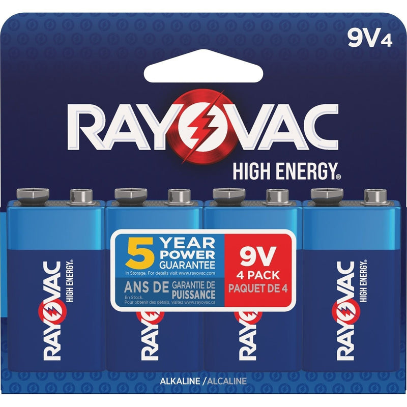 HIGH ENERGY 9V/9 Volt Alkaline Batteries, Long Lasting, All Purpose, 4-pk Z9W1
