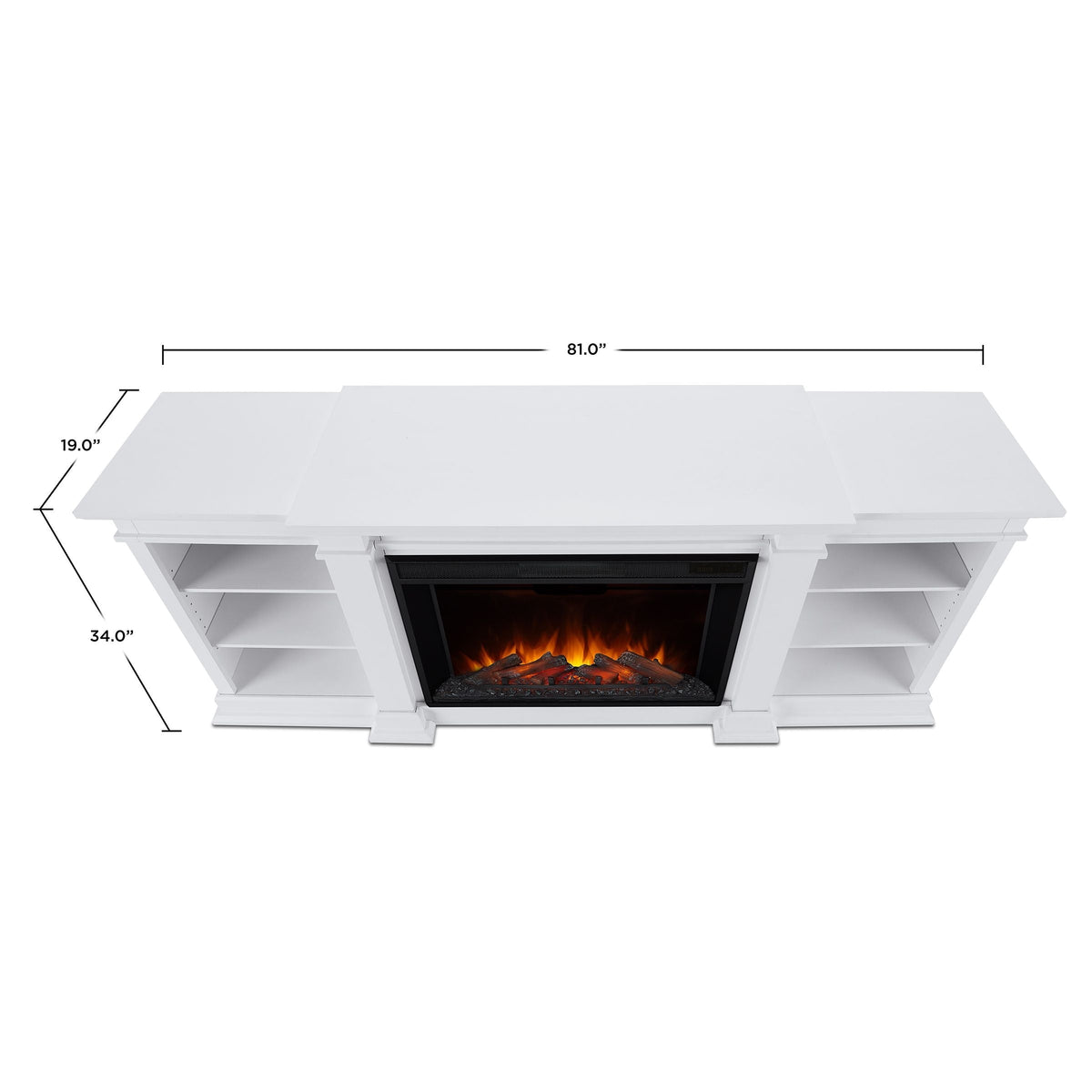 Flame Eliot Grand Entertainment VividFlame Media Indoor Electric Fireplace TV Stand, 1500W, Includes Remote Control & Firebox, White Y4S5 - product image 5