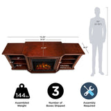 Flame Valmont Media Indoor Electric Fireplace TV Stand, 74-in, 1500W, Includes Remote Control & Firebox, Dark Mahogany Z6N0 - product image 6