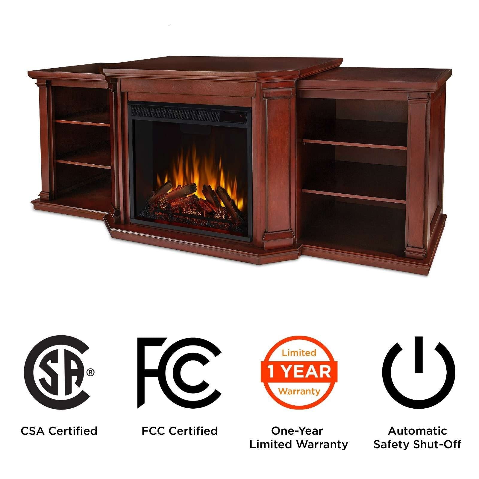 Flame Valmont Media Indoor Electric Fireplace TV Stand, 74-in, 1500W, Includes Remote Control & Firebox, Dark Mahogany Z6N0 - product image 7