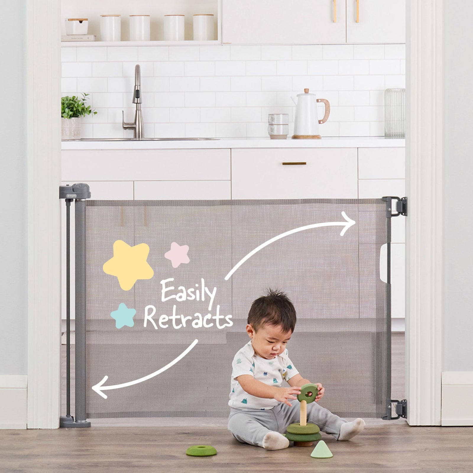 Retractable Baby Safety Gate, 50-in, Grey N6Q3 - product image 1