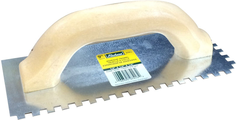 Steel Square-Notch Adhesive Trowel For Ceramic Tile & Flooring, 1/4 x 9-in T4A3