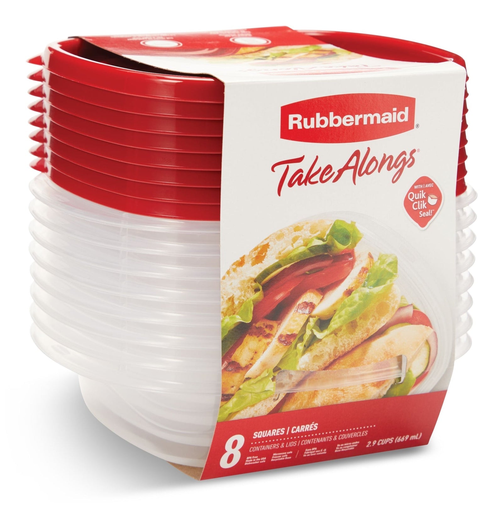 Take Alongs Square Plastic Food Storage Container with Lids, 669 mL (2.9 Cup), 8 Count L1R5 - product image 1