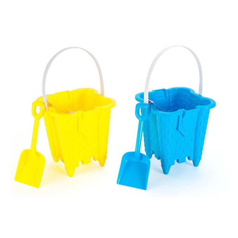 Sand Castle Bucket & Shovel Set, Blue/Green/Red/Yellow, Assorted, Ages 2+, for Beach/Pool Fun Activities U7W0