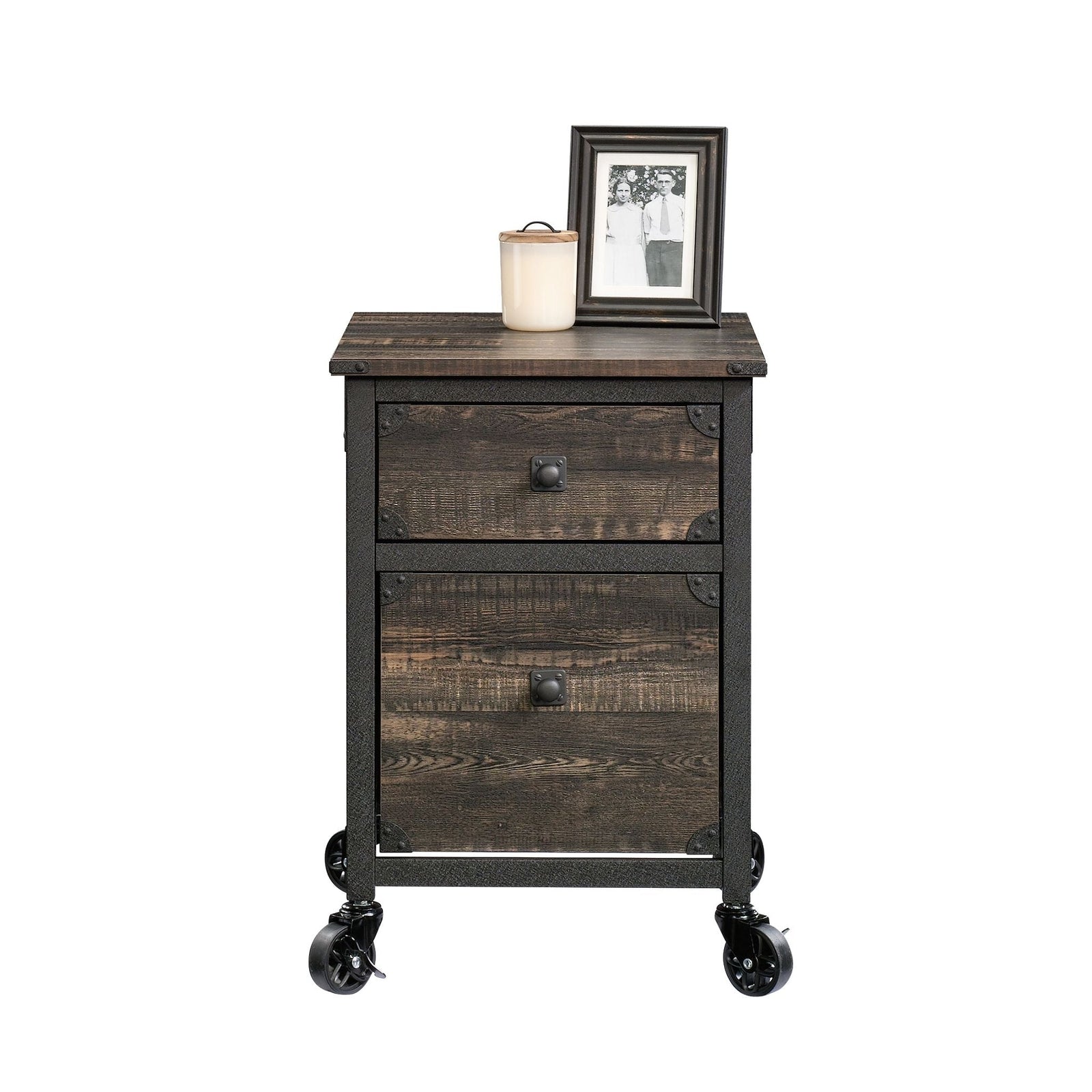 Steel Pedestal River File Cabinet with Drawers, Carbon Oak V4J2 - product image 2