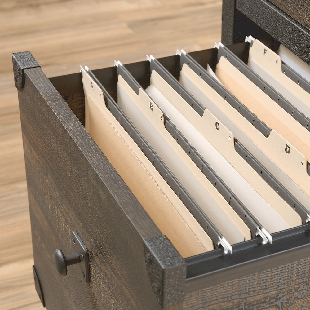 Steel Pedestal River File Cabinet with Drawers, Carbon Oak V4J2 - product image 5