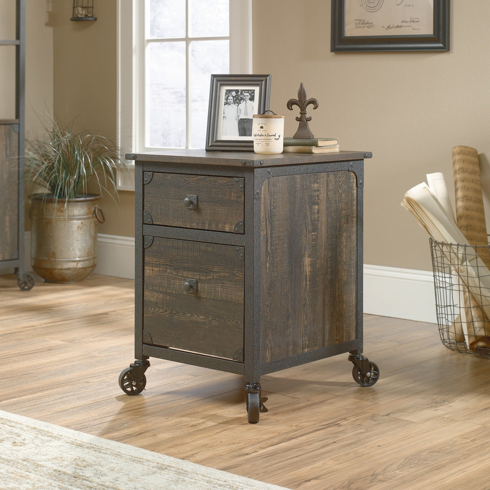 Steel Pedestal River File Cabinet with Drawers, Carbon Oak V4J2 - product image 7
