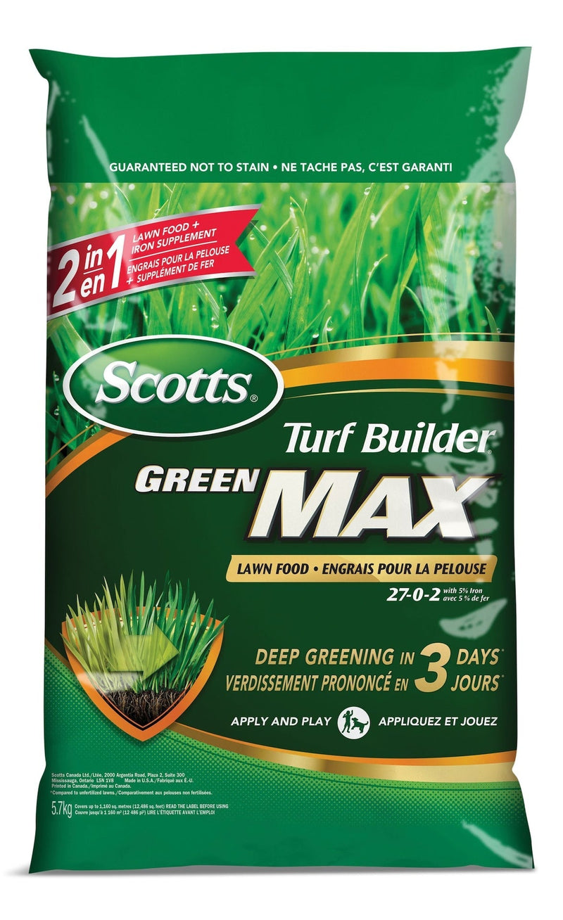 Turf Builder Green MAX Lawn Fertilizer, 27-0-2, 350-m2 J6E3