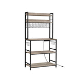 Home 5-Shelf Grey Baker's Rack with 4 AC Outlets D2K6 - product image 1