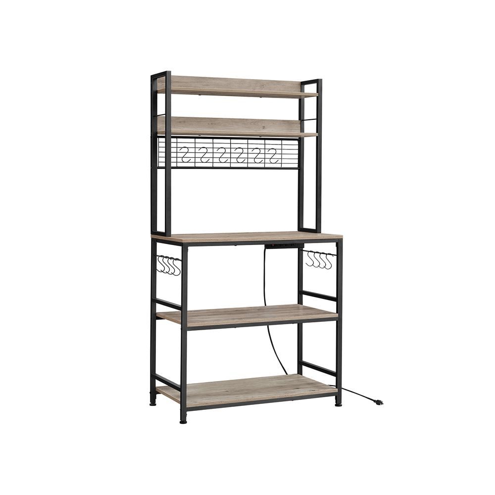 Home 5-Shelf Grey Baker's Rack with 4 AC Outlets D2K6 - product image 1