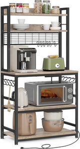 Home 5-Shelf Grey Baker's Rack with 4 AC Outlets D2K6 - product image 3