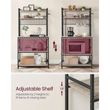 Home 5-Shelf Grey Baker's Rack with 4 AC Outlets D2K6 - product image 4