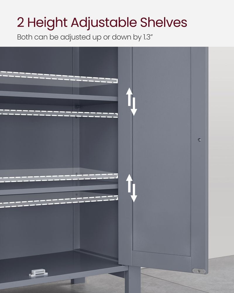 Home Dove Grey Floor Cabinet with 2 Adjustable Shelves H2W9 - product image 3