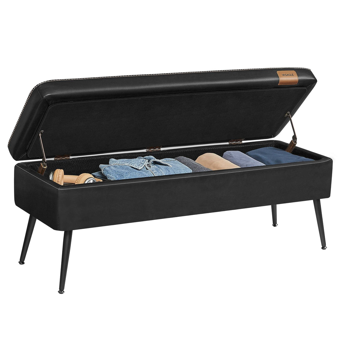Home Mid-Century Ink Black Ottoman Storage Bench L7P0 - product image 3