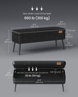 Home Mid-Century Ink Black Ottoman Storage Bench G6K5 - product image 5