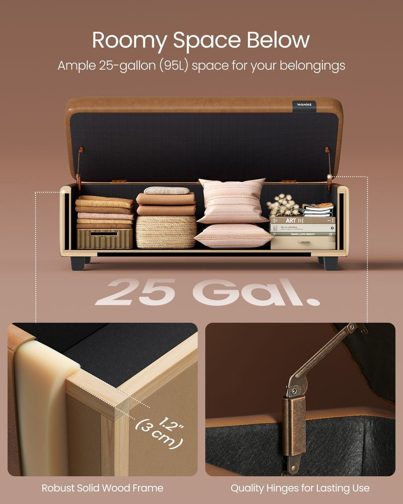 Home Mid-Century Modern Brown Storage Ottoman V2J0 - product image 3