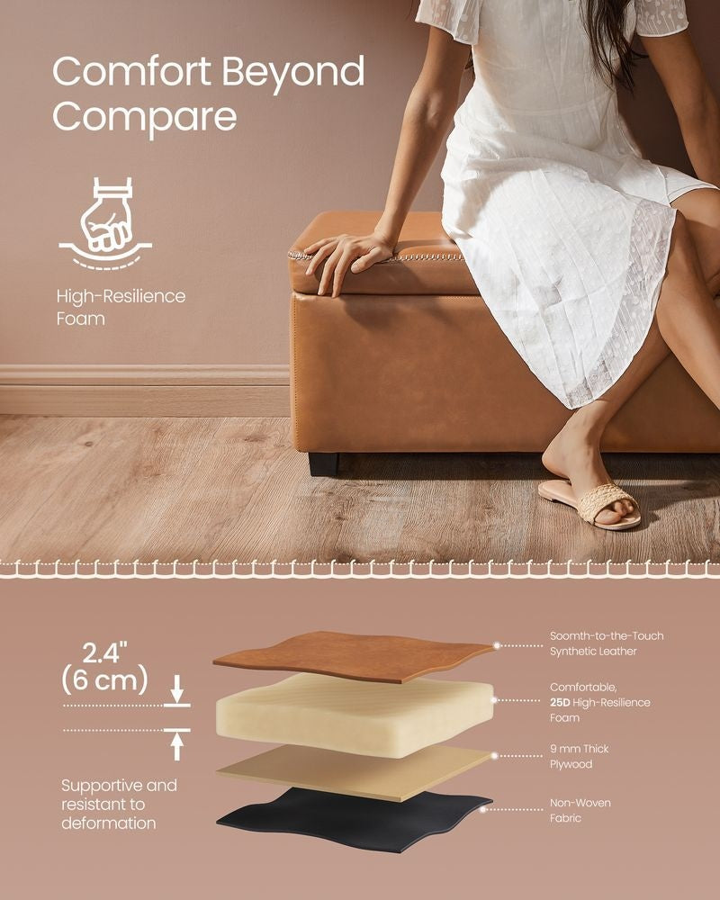 Home Mid-Century Modern Brown Storage Ottoman V2J0 - product image 5