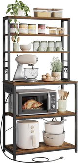 Home Small Rustic Brown Baker's Rack with 4 AC Outlets E5H3 - product image 3