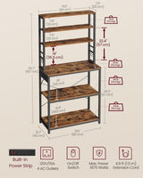 Home Small Rustic Brown Baker's Rack with 4 AC Outlets E5H3 - product image 5
