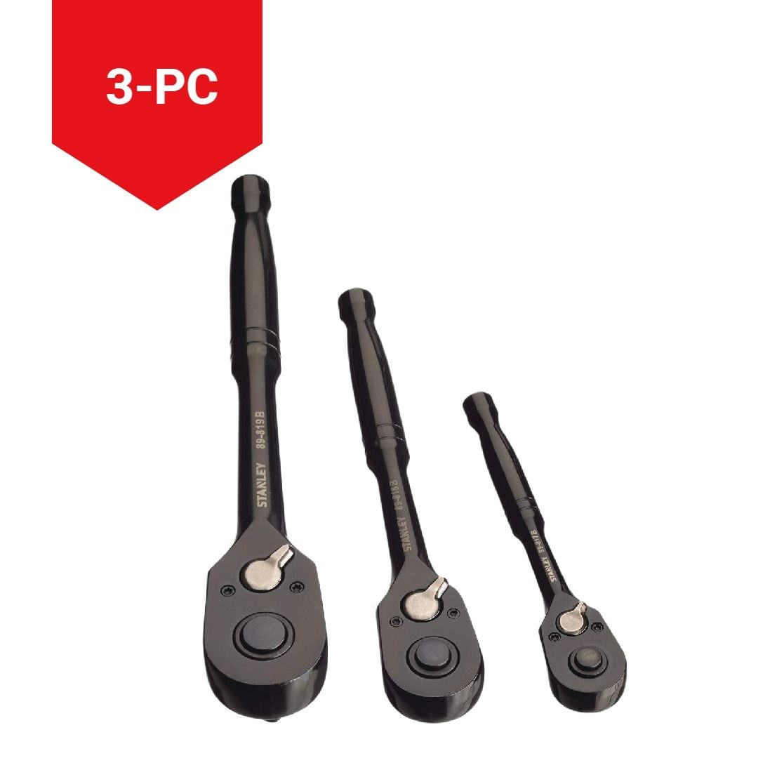 Professional Grade Black Chrome Ratchet Set, 3-pc J2E3 - product image 2