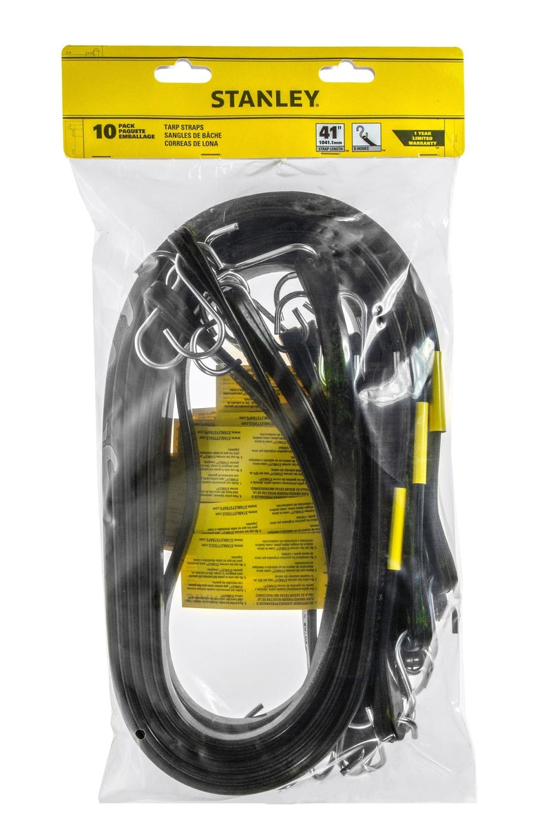 Tarp Straps, All-Weather Rubber Bungee Cords with S-Hooks, 41-in, 10-pk K4H3
