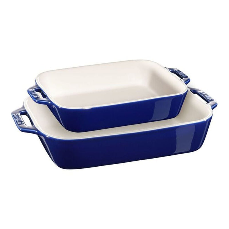 Nestable Dark Blue Non-Stick Ceramic Rectangular Baking Dish Set, 2-pc J2M4