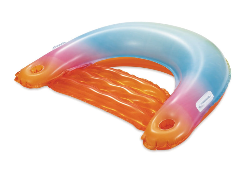 and Finn Sunset Inflatable Ombre Pool Floating Chair with Cup Holders, Multi-Colour Y0B4