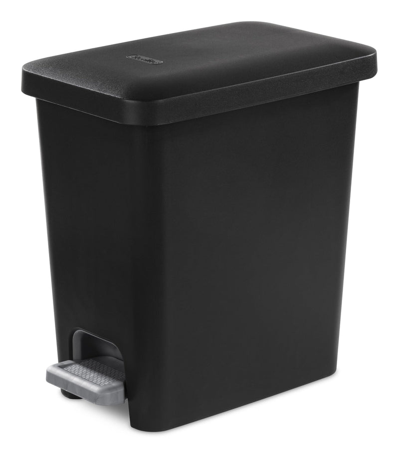 Ultra Plastic Rectangular Step Garbage Can, Black, 10.2-L Y8Y9