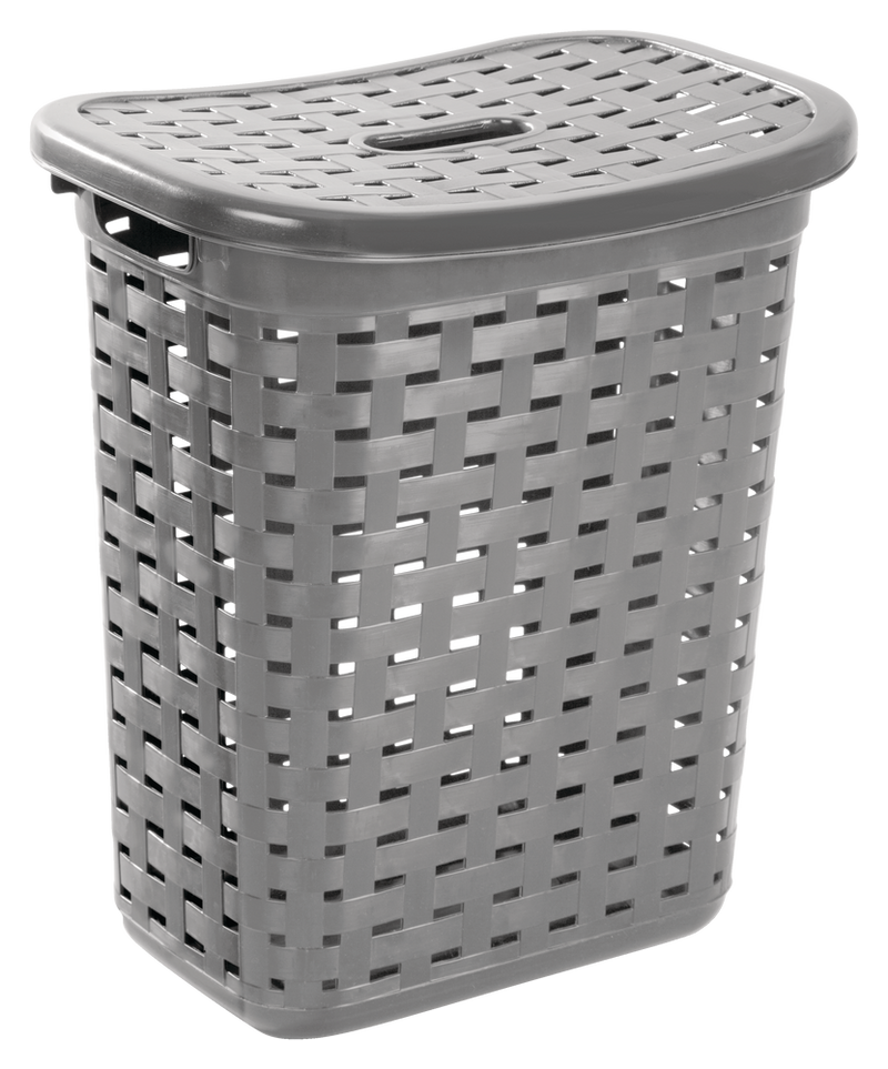Weave Laundry Hamper, Plastic, Grey Y1S7