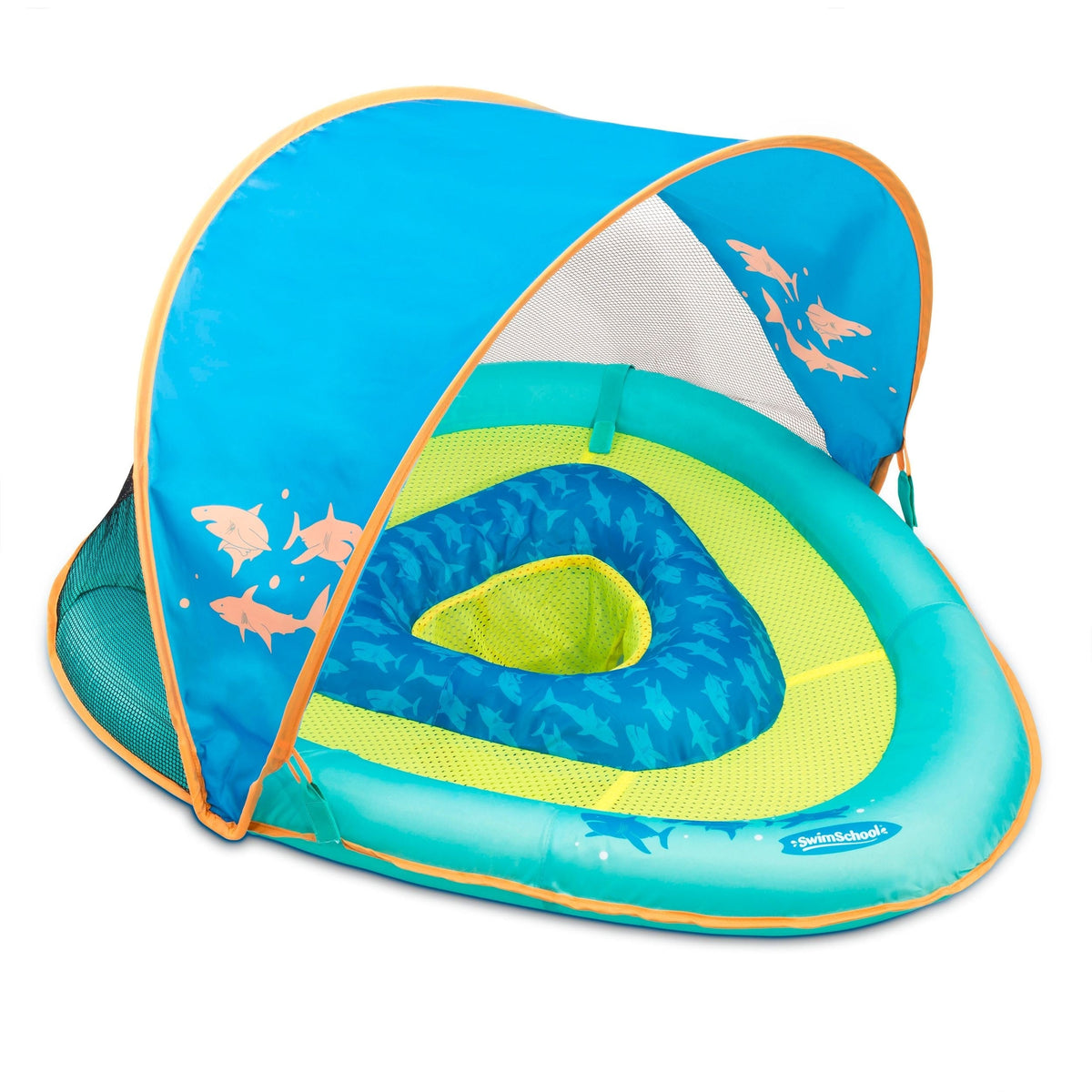 Grow-with-Me Inflatable UV-Protected Baby Swim Float/Boat with Canopy, Blue, Ages 6-24 months N5H6 - product image 1