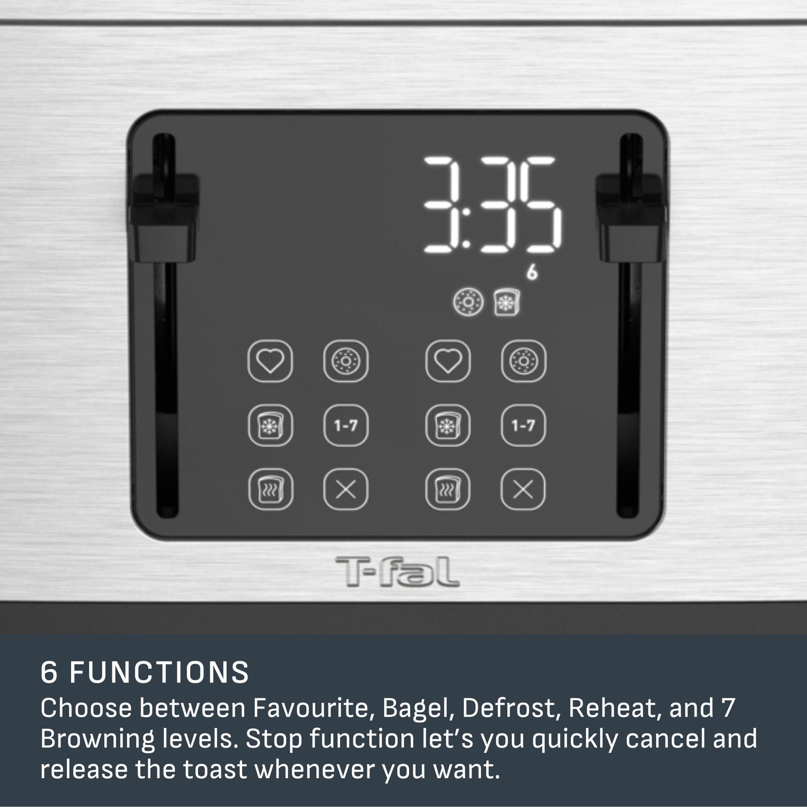 4-Slice Stainless Steel Digital Toaster, Extra wide slots, 7 Browning levels L2P6 - product image 4