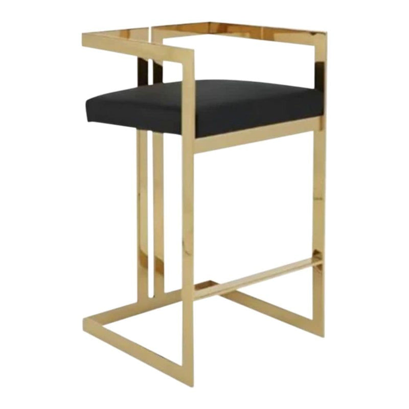 Me Home Black Cushioned Harvey Stool with Gold Frame D1C4
