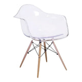 Me Home Clear Plastic Bucket Armchair with Wood Legs C3D4 - product image 1