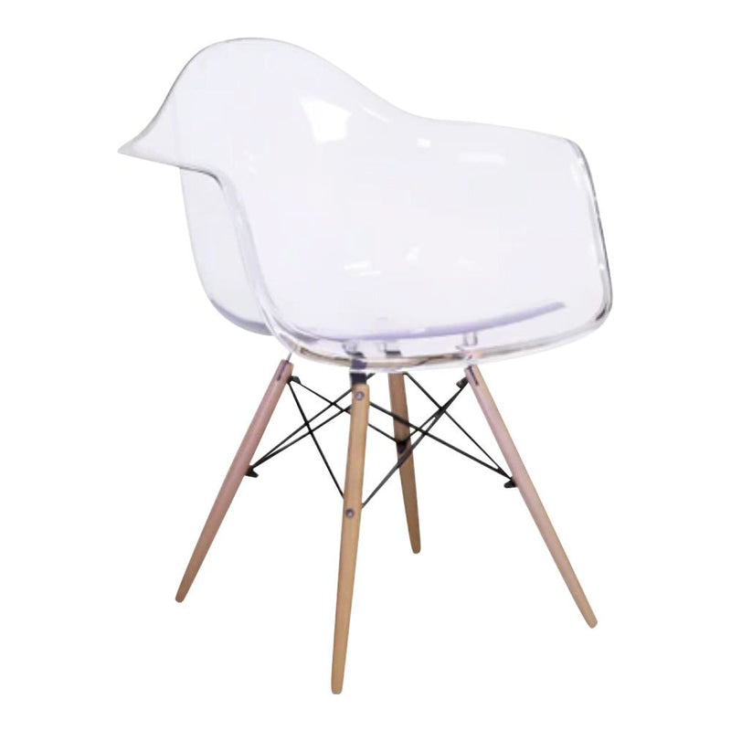 Me Home Clear Plastic Bucket Armchair with Wood Legs C3D4
