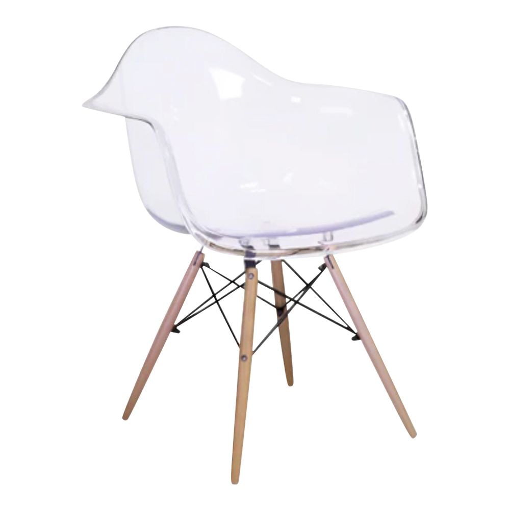 Me Home Clear Plastic Bucket Armchair with Wood Legs K4D0 - product image 1