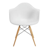 Me Home White Plastic Bucket Armchair with Wood Legs H2K6 - product image 1