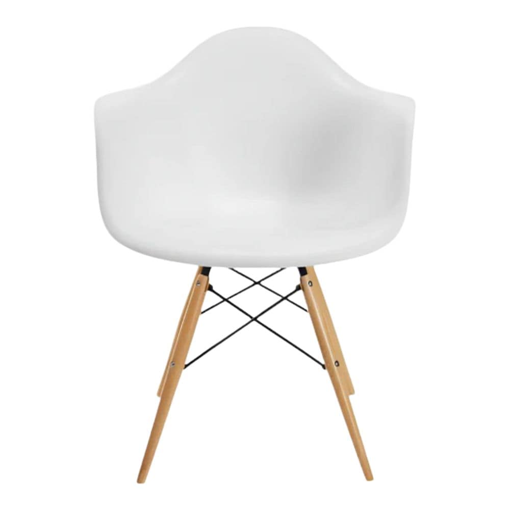 Me Home White Plastic Bucket Armchair with Wood Legs H2K6 - product image 1