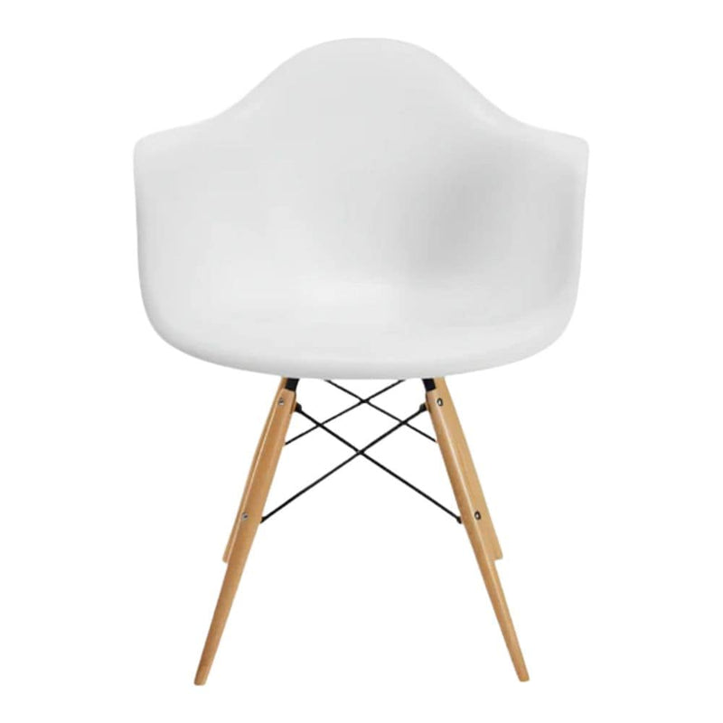 Me Home White Plastic Bucket Armchair with Wood Legs H2K6