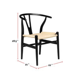 Me Home Wishbone Wood Dining Chair with Woven Seat, Black N9S0 - product image 3