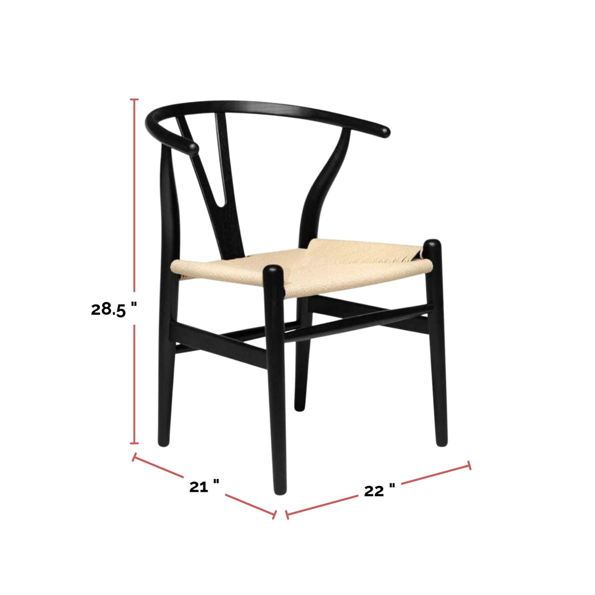 Me Home Wishbone Wood Dining Chair with Woven Seat, Black N9S0 - product image 3