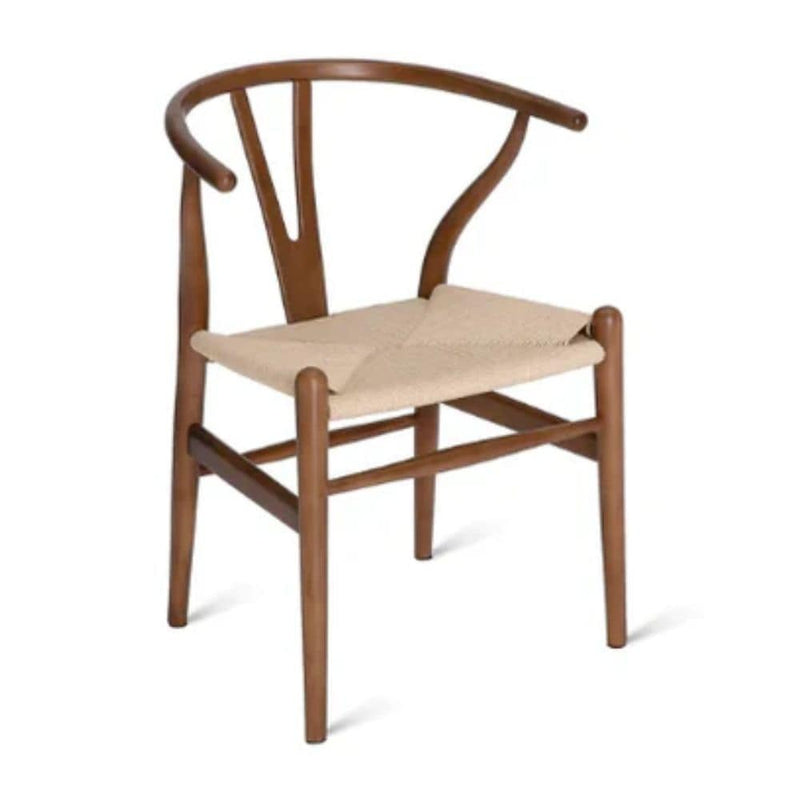 Me Home Wishbone Wood Dining Chair with Woven Seat, Walnut Q7Q2