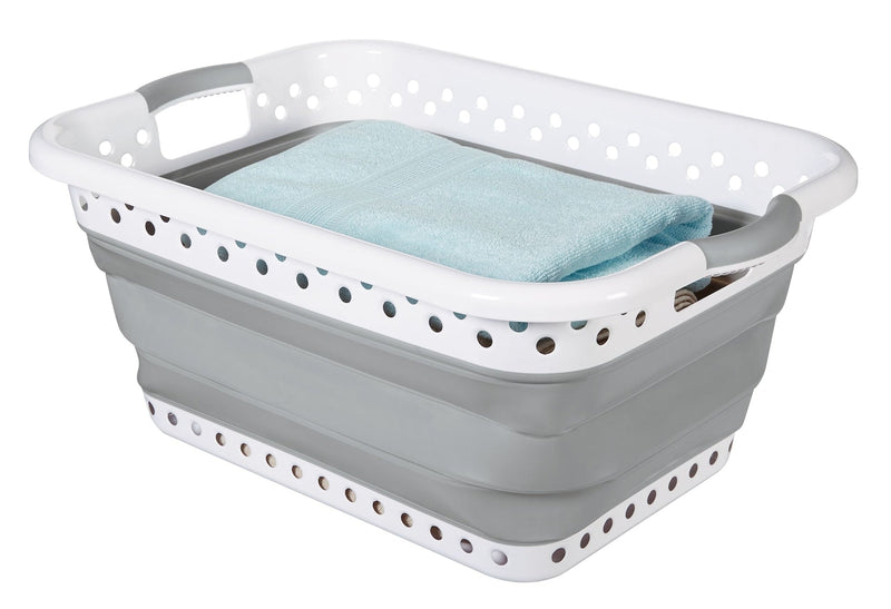 type A Collapsible Laundry Basket 24 L x 17.4 W x 3.2 to 10.5-in H G2J5